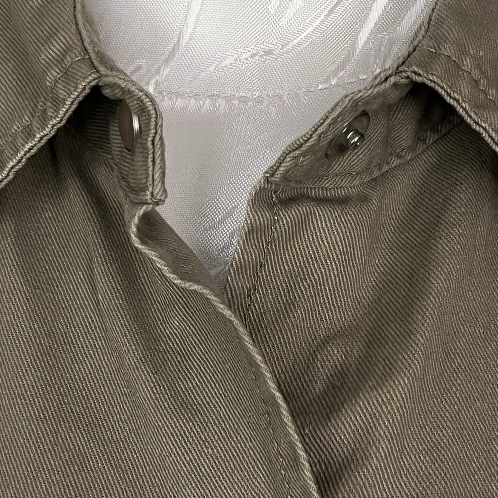 Ali & Kris Sz S Pearl Snap Embroidered Shirt Jacket Boho Army Green Chore Ranch - Picture 7 of 15